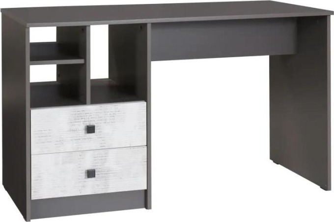Moderní psací stůl pro dětský pokoj s kvalitní konstrukcí z lamina v kombinaci šedé a bílé barvy