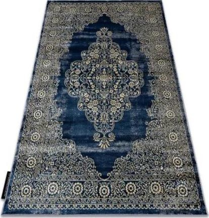 Moderní koberec DE LUXE 474 ornament Strukturální tmavě modrý / zla velikost 200x290 cm | krásné koberce cz
