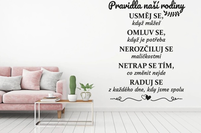 Lepy.cz Samolepka na zeď Pravidla rodiny Velikost (šířka x výška): 70x92cm, Barevná varianta: Světle hnědá