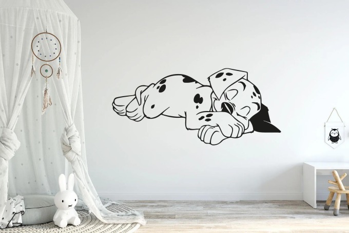 Lepy.cz Samolepka na zeď Spící pes Velikost (šířka x výška): 75x34cm, Barevná varianta: Černá