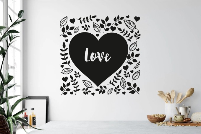 Lepy.cz Samolepka na zeď Srdce-rostliny Velikost (šířka x výška): 50x50cm, Barevná varianta: Pastelová oranžová