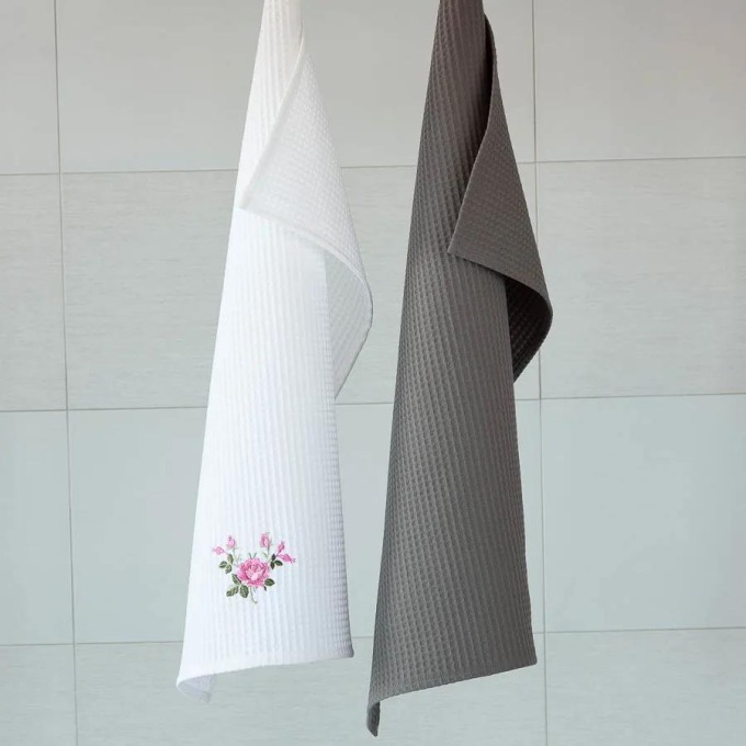 Vaflové utěrky Veba RUMBA s výšivkou Růžičky Velikost: 46x70 cm - 2 ks