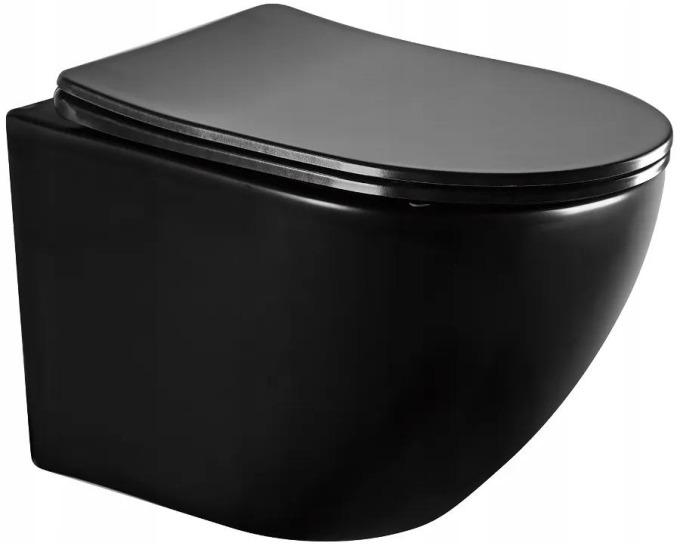 Závěsné WC LENA RIMLESS - černé matné + Duroplast sedátko