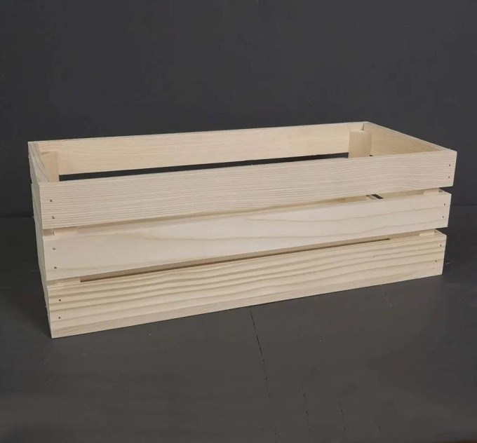 AMADEA Dřevěná bedýnka z masivního dřeva, 45x19x15 cm