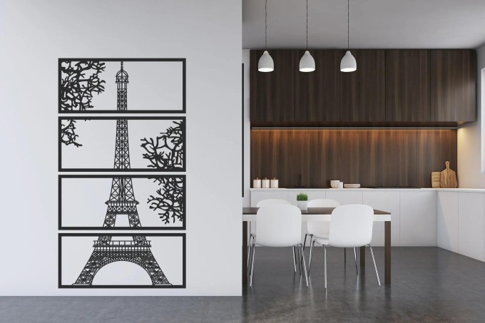 Lepy.cz Samolepka na zeď Eiffelova věž Velikost (šířka x výška): 45x81cm, Barevná varianta: Krémová