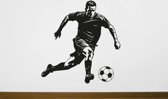 Lepy.cz Samolepka na zeď Fotbalista s míčem Velikost (šířka x výška): 50x52cm, Barevná varianta: Černá