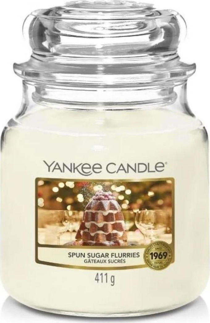 Yankee Candle vonná svíčka Classic ve skle střední Spun Sugar Flurries 411 g