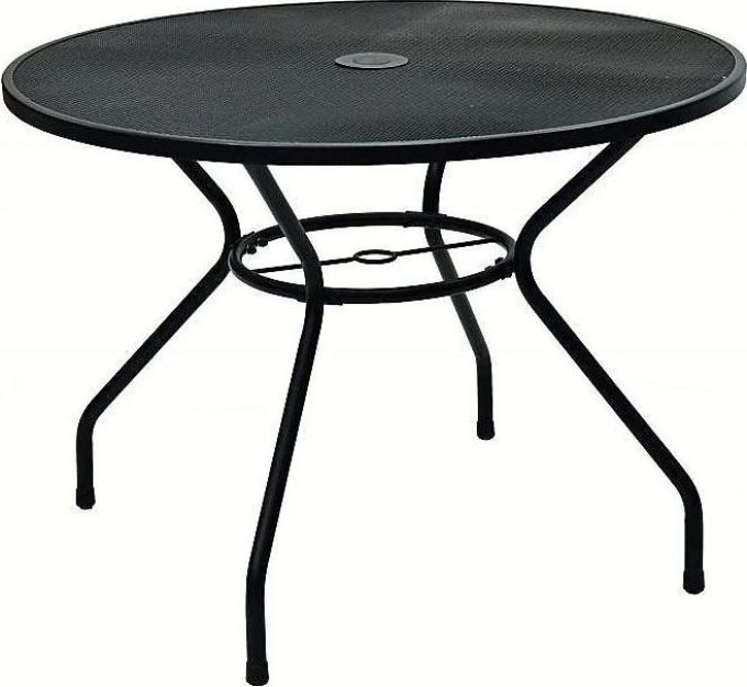 Elegantní kovový stůl s průměrem 100 cm vhodný pro zahrady, terasy, restaurační zahrádky i interiéry, barvy nástřiku RAL černá