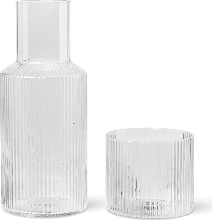 FERM LIVING Sada karafy se skleničkou Ripple 0,5 l Clear