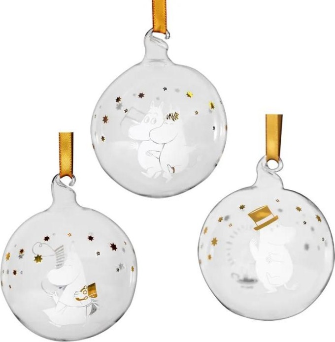 Skleněné vánoční ozdoby s motivy Muminů jsou ideální na zdobení vánočního stromečku a přinášejí pohádkovou atmosféru do vašeho domova