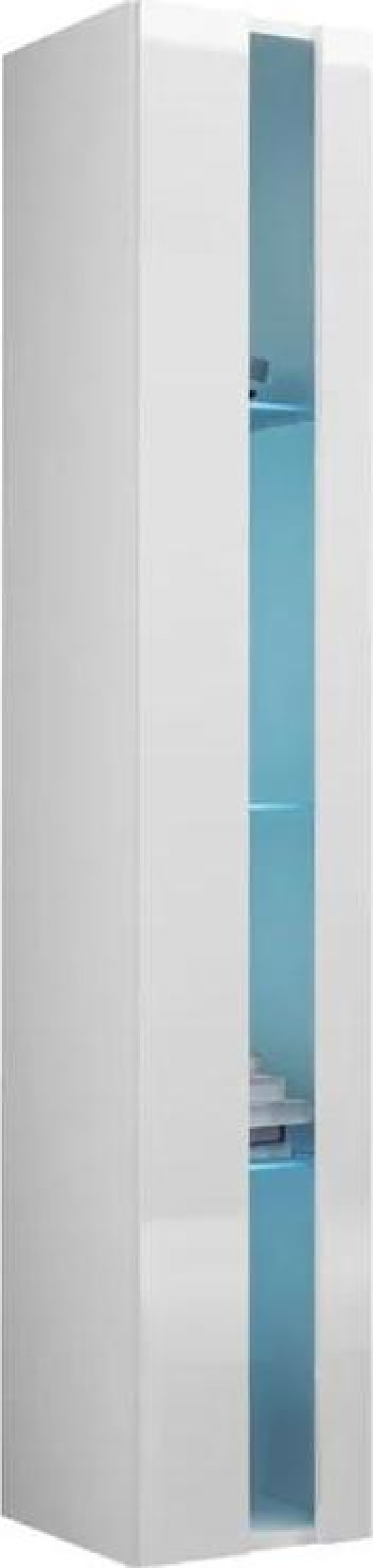 Vitrína Zigo New 180, Osvětlení: osvětlení LED RGB - barevné, Barva: bílá / bílá lesk