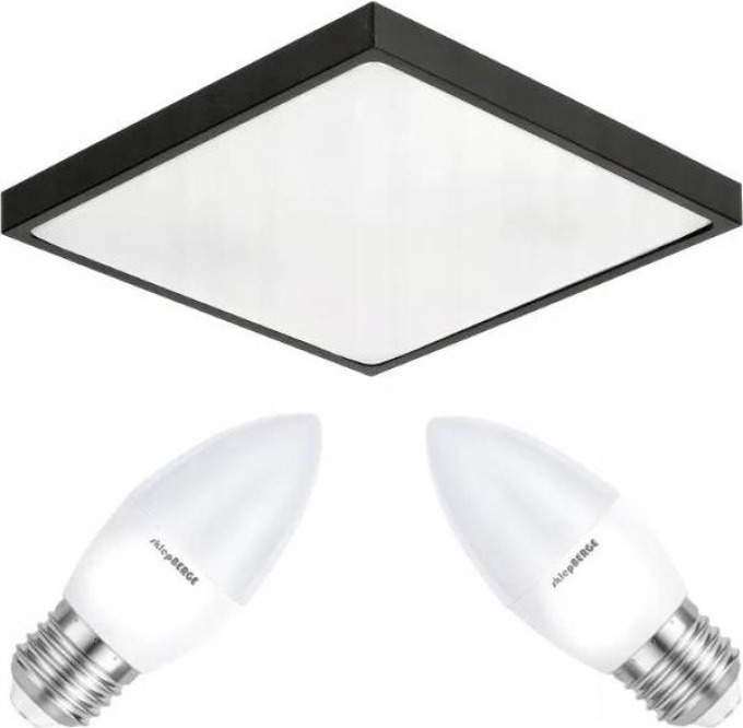 BERGE Stropní LED svítidlo LARI-S BLACK - 2xE27 IP20 + 2x E27 10W svíčka - studená bílá