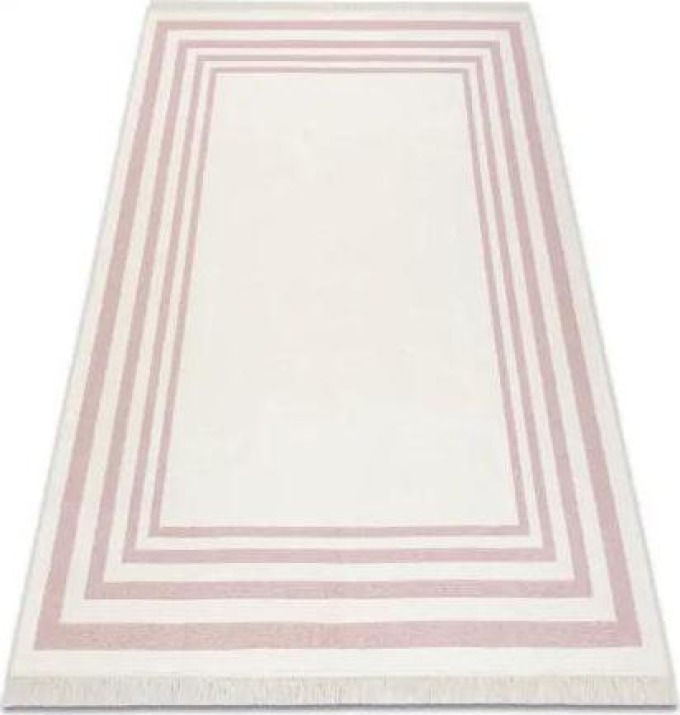 koberec TWIN 22990 Vzor rámu, bavlna, oboustranný, Ekologické třásně velikost 80x300 cm | krásné koberce cz
