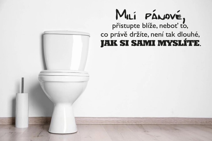 Lepy.cz Samolepka na zeď WC - Milí pánové Velikost (šířka x výška): 45x17cm, Barevná varianta: Bílá