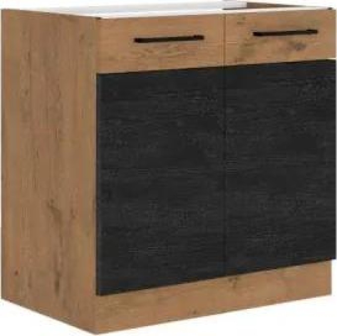 Spodní kuchyňská skříňka Woodline 80 D 2F BB, Barva: dąb lancelot / dark wood
