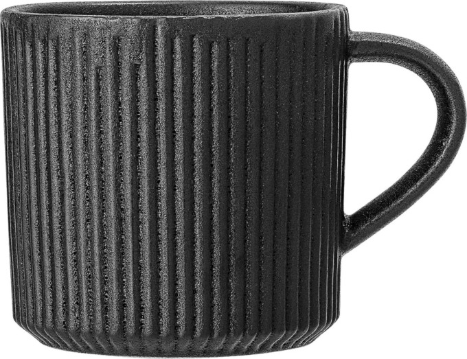 Bloomingville Kameninový hrnek Neri Black 350 ml, černá barva, keramika