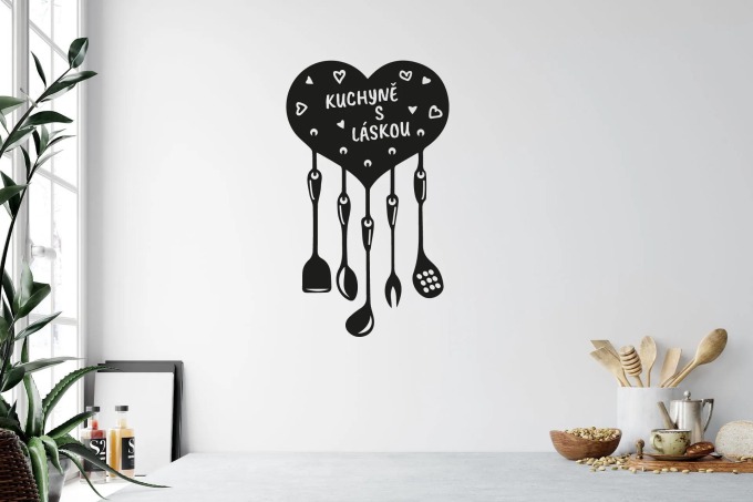 Lepy.cz Samolepka na zeď Kuchyně s láskou Velikost (šířka x výška): 25x42cm, Barevná varianta: Černá