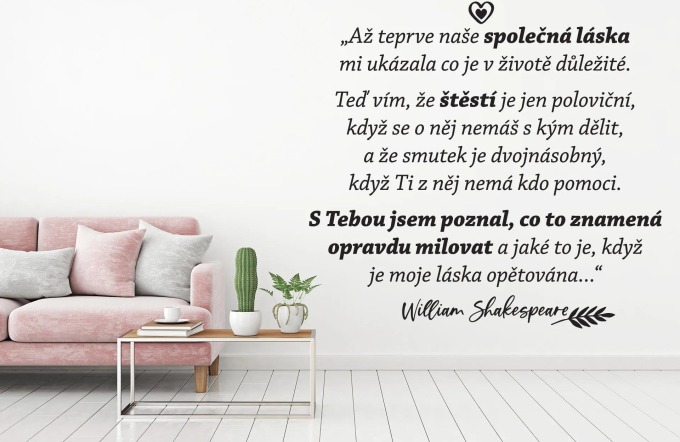 Lepy.cz Samolepka na zeď Shakespeare - citát Velikost (šířka x výška): 80x74cm, Barevná varianta: Jemná růžová