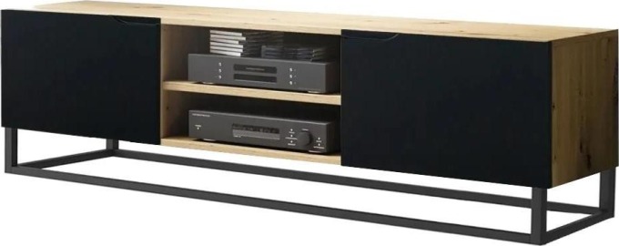 TV skříňka na kovovém podstavci Loftia Mini - Dub artisan/černý mat