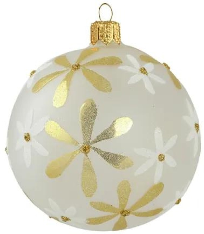 Vánoční baňka bílá květiny