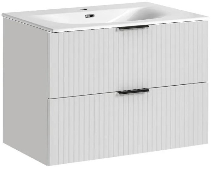 COMAD Závěsná skříňka s umyvadlem - ADEL 82-80 white, šířka 80 cm, matná bílá/šedá
