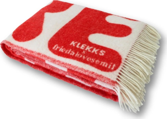 KLEKKS Vlněný pléd Klekks No. 11 (130 x 200 cm), červená barva, textil