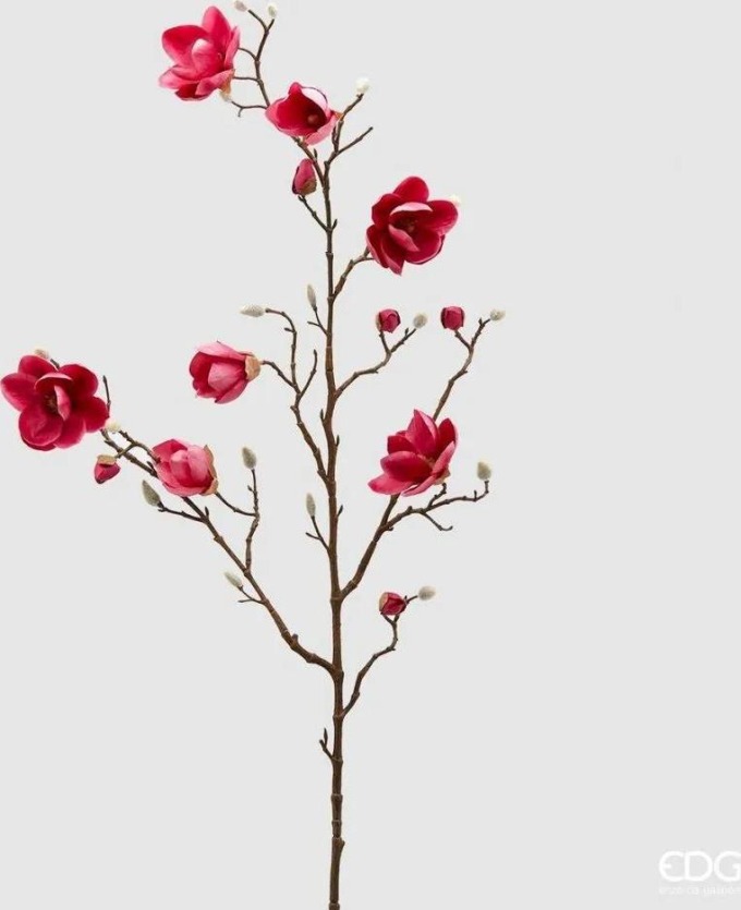 Umělá květina větvička magnolie tmavě růžová, 120 cm