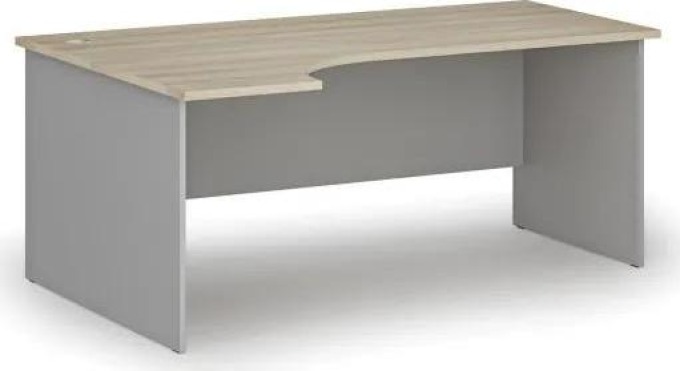 Kancelářský rohový pracovní stůl PRIMO GRAY, 1800 x 1200 mm, levý, šedá/dub přírodní