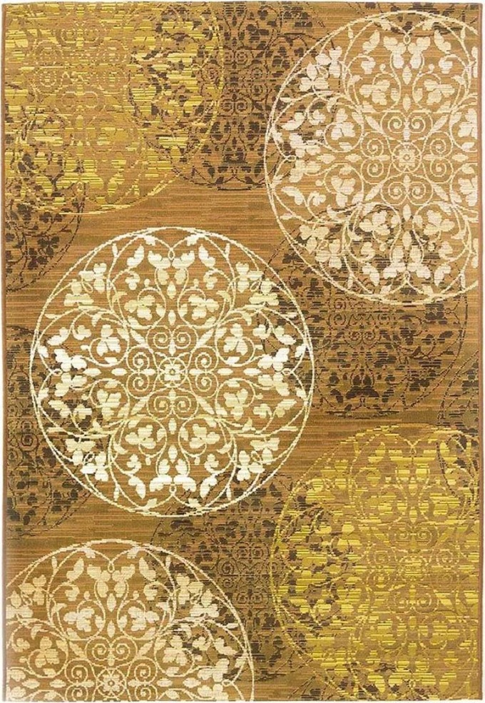 Kusový koberec ZOYA 128/Q01N s africkými motivy v etno-stylu, žlutá, vícebarevné, rozměry 80 x 165 cm
