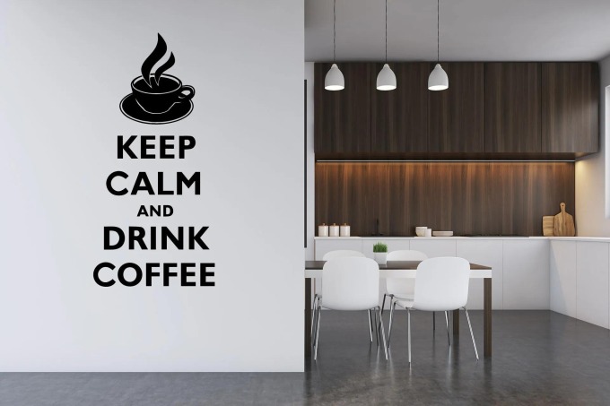 Lepy.cz Samolepka na zeď Drink coffee Velikost (šířka x výška): 30x63cm, Barevná varianta: Krémová