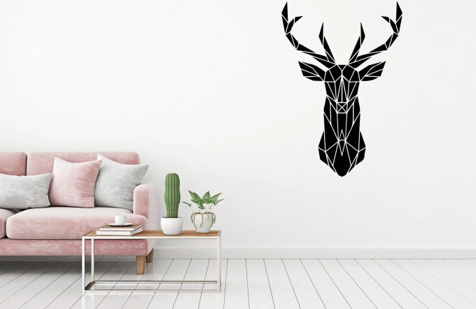 Lepy.cz Samolepka na zeď Jelen - geometrický vyplněný Velikost (šířka x výška): 45x65cm, Barevná varianta: Bílá