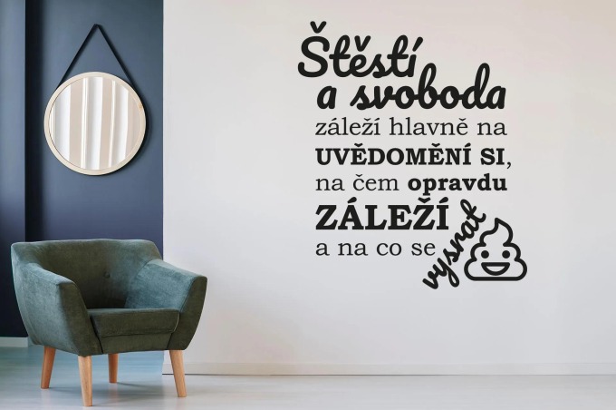 Lepy.cz Samolepka na zeď Štěstí a svoboda + ilustrace Velikost (šířka x výška): 90x105cm, Barevná varianta: Lípová zelená