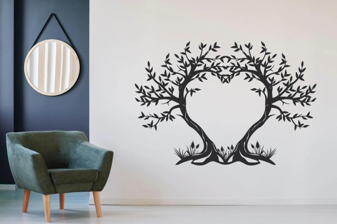 Lepy.cz Samolepka na zeď Strom - Srdce Velikost (šířka x výška): l20x80cm, Barevná varianta: Mátová zelená