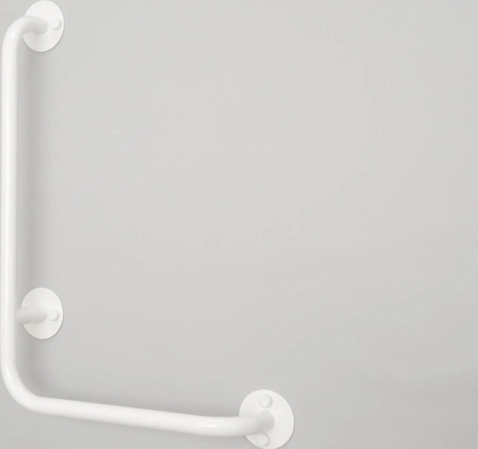 lomené madlo sprchové invalidní PRAVÉ BÍLÉ PREMIUM domadlo šířka x výška: 50 x 50 cm, Průměr: 25 mm