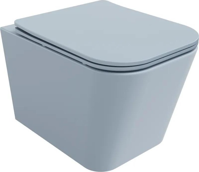 Mexen Teo WC mísa Rimless s pomalu padající deskou slim, duroplast, Matná šedomodrá - 30854069