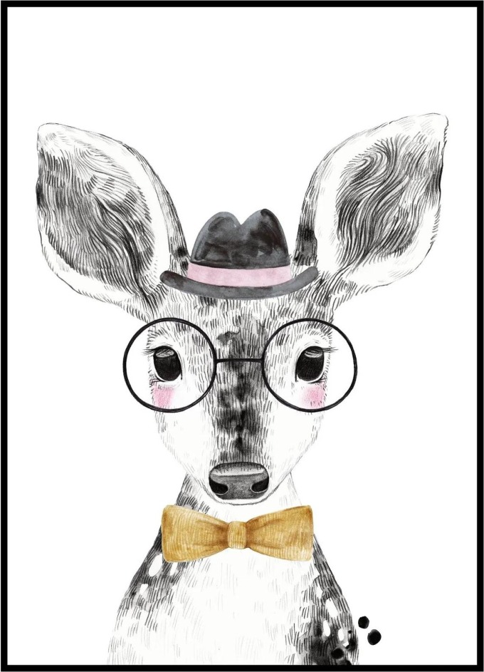 Plakát Srnečka Rozměr plakátu: 30 x 40 cm, Varianta Srnečky: Srneček gentleman