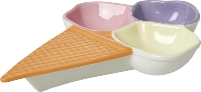 rice Keramická servírovací miska Ice Cone, fialová barva, žlutá barva, oranžová barva, hnědá barva