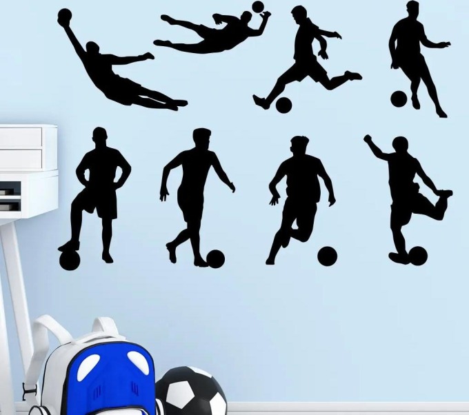 Živá Zeď Samolepka na zeď Fotbalisti Barva: černá