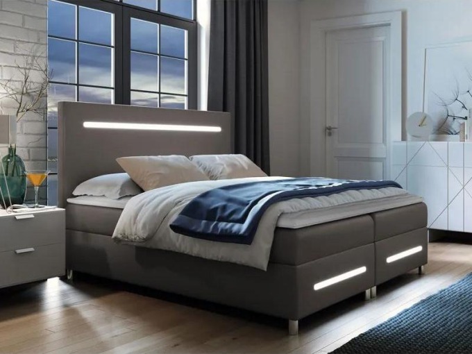 Kontinentální postel Trunida LED, Rozměr postele: 140x200, Barva:: ekokůže Soft 029