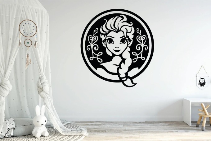 Lepy.cz Samolepka na zeď Frozen - Elsa Velikost (šířka x výška): 90x95cm, Barevná varianta: Světle červená