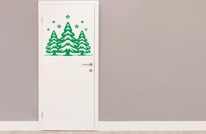 Lepy.cz Samolepka na zeď Stromy - Vánoce Velikost (šířka x výška): 95x81cm, Barevná varianta: Bílá