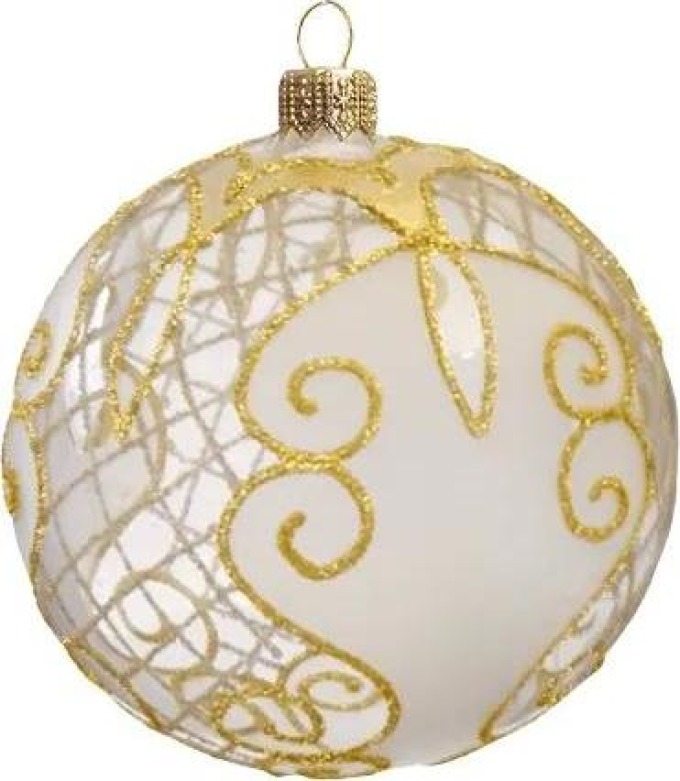 Vánoční baňka průhledná zlatý dekor