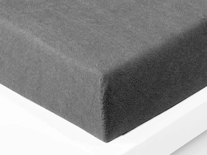 Froté prostěradlo Exclusive - tmavě šedé 200x200 cm, vyrobeno z 80% bavlny a 20% polyesteru, vhodné pro minimalistický styl ložnice