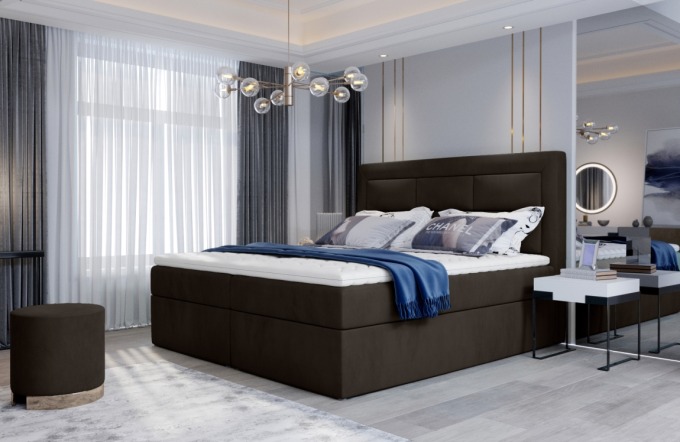 Boxspring KORBELA 11 180x200, tmavě hnědá látka