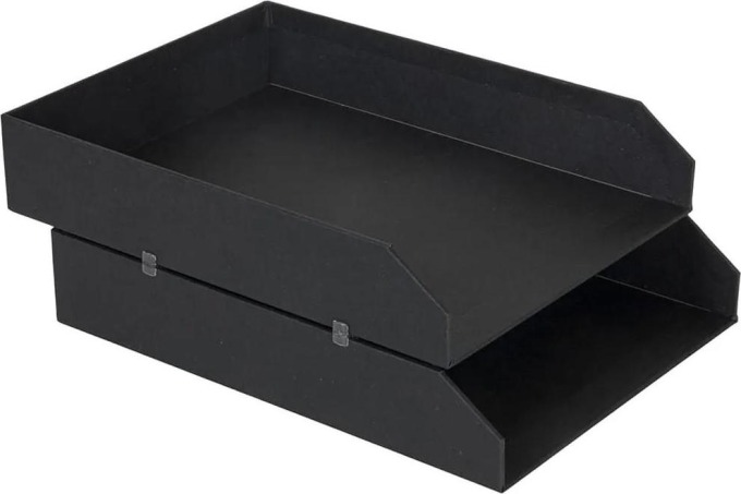 HAKAN černý stolní organizér na dokumenty ze 100% recyklovatelného papíru - 2 kusy