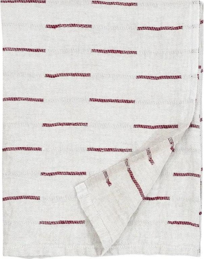 Lněný ručník Paussi, len-bordový, Rozměry 95x180 cm