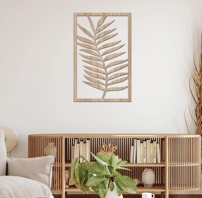 dřevo života Dřevěná dekorace na zeď LIST Rozměry (cm): 39x60, Barevný vzor: Světlý dub