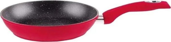 Pánev s nepřilnavým mramorovým povrchem, červená, 28 cm, praktická a lehká pánev pro všestranné použití s minimálním množstvím tuku
