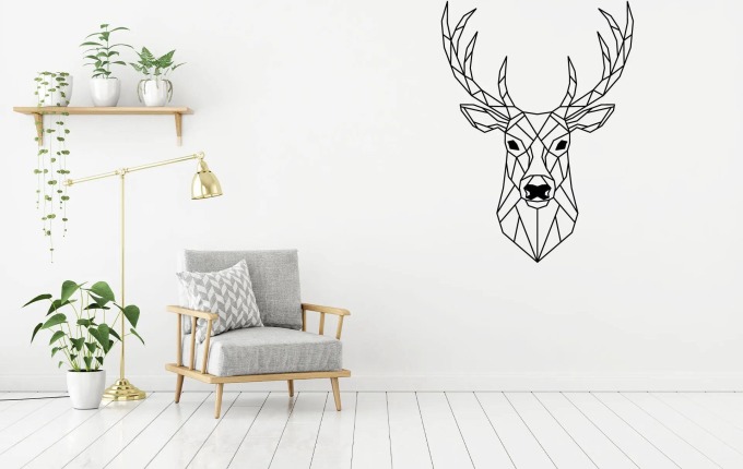 Lepy.cz Samolepka na zeď Jelen - geometrický Velikost (šířka x výška): 50x68cm, Barevná varianta: Bílá