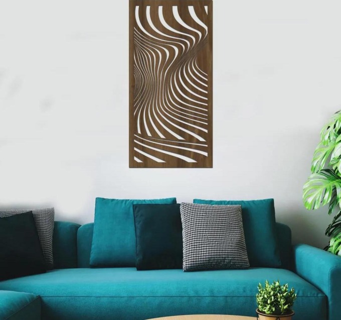dřevo života Dřevěný dekorační panel VLNKY Rozměry (cm): 40x80, Barevný vzor: Ořech
